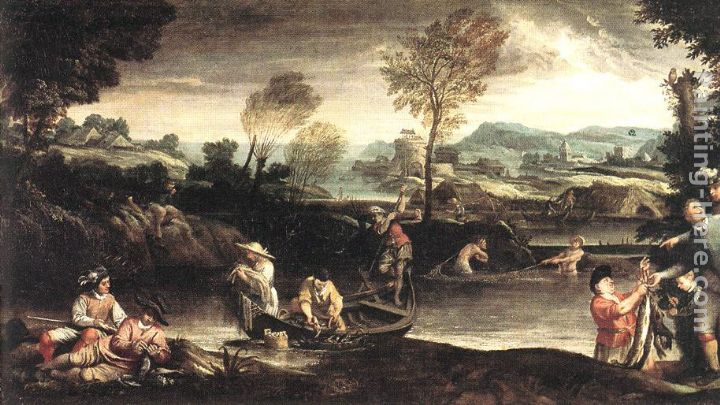 Fishing painting - Annibale Carracci Fishing art painting